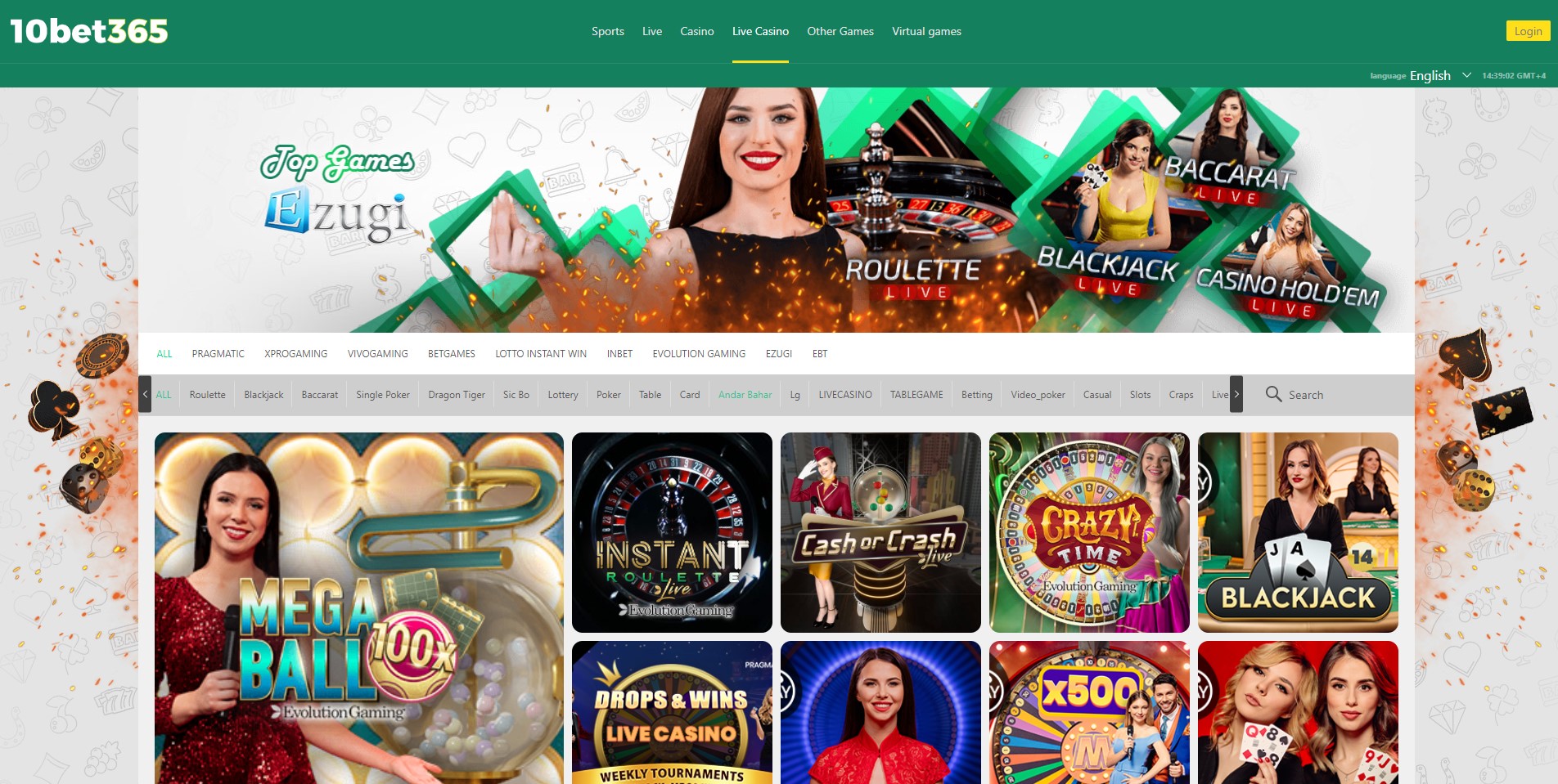 Live Casino option of tenbet365.com